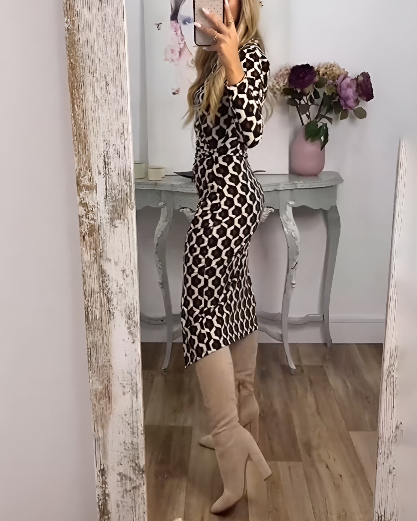 Lina™ | Elegant Omlottklänning med Fiskfjällsmönster