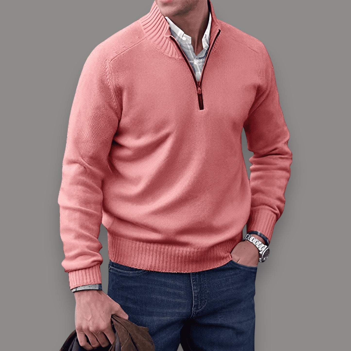 Rick™ - Lyxig Cashmeretröja med Dragkedja