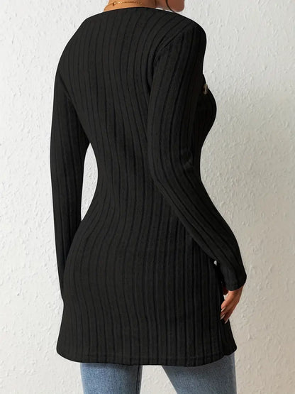 Julia™ | Asymmetrisk Ribbad Blus – Elegans och Komfort i Ett