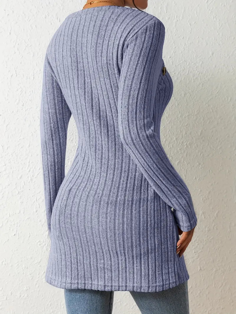 Julia™ | Asymmetrisk Ribbad Blus – Elegans och Komfort i Ett