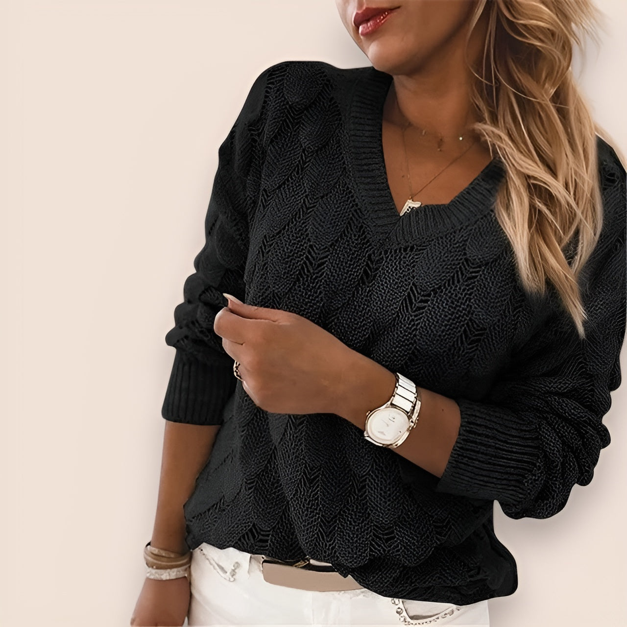 Lotte™ | Elegant Bomullströja med V-Hals