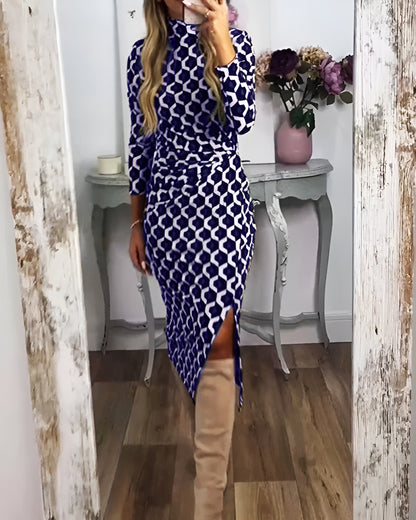 Lina™ | Elegant Omlottklänning med Fiskfjällsmönster