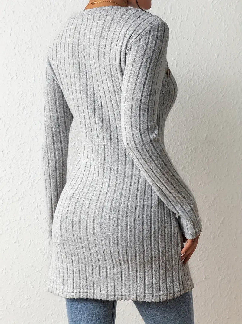 Julia™ | Asymmetrisk Ribbad Blus – Elegans och Komfort i Ett